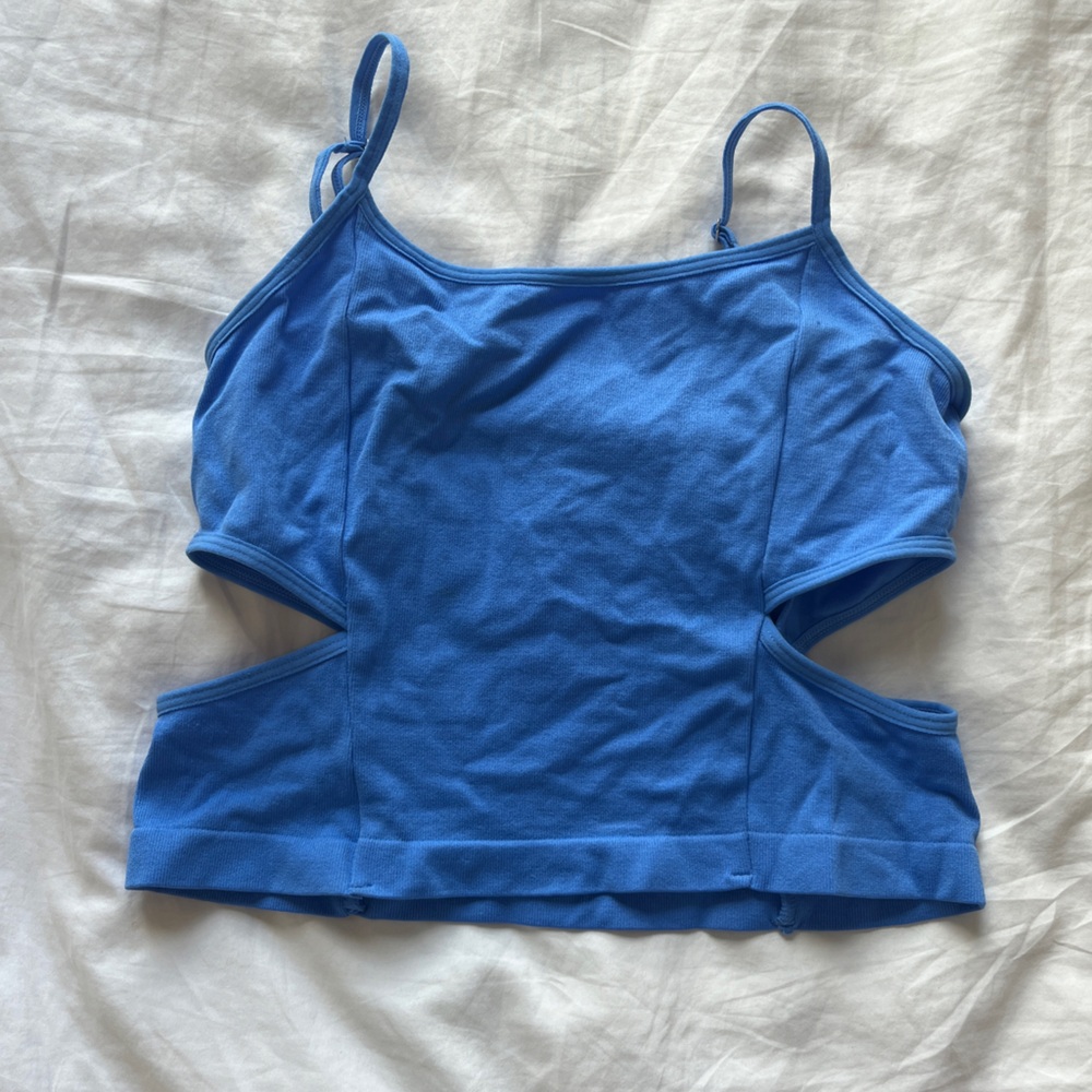 Blue Spandex Cutout Top